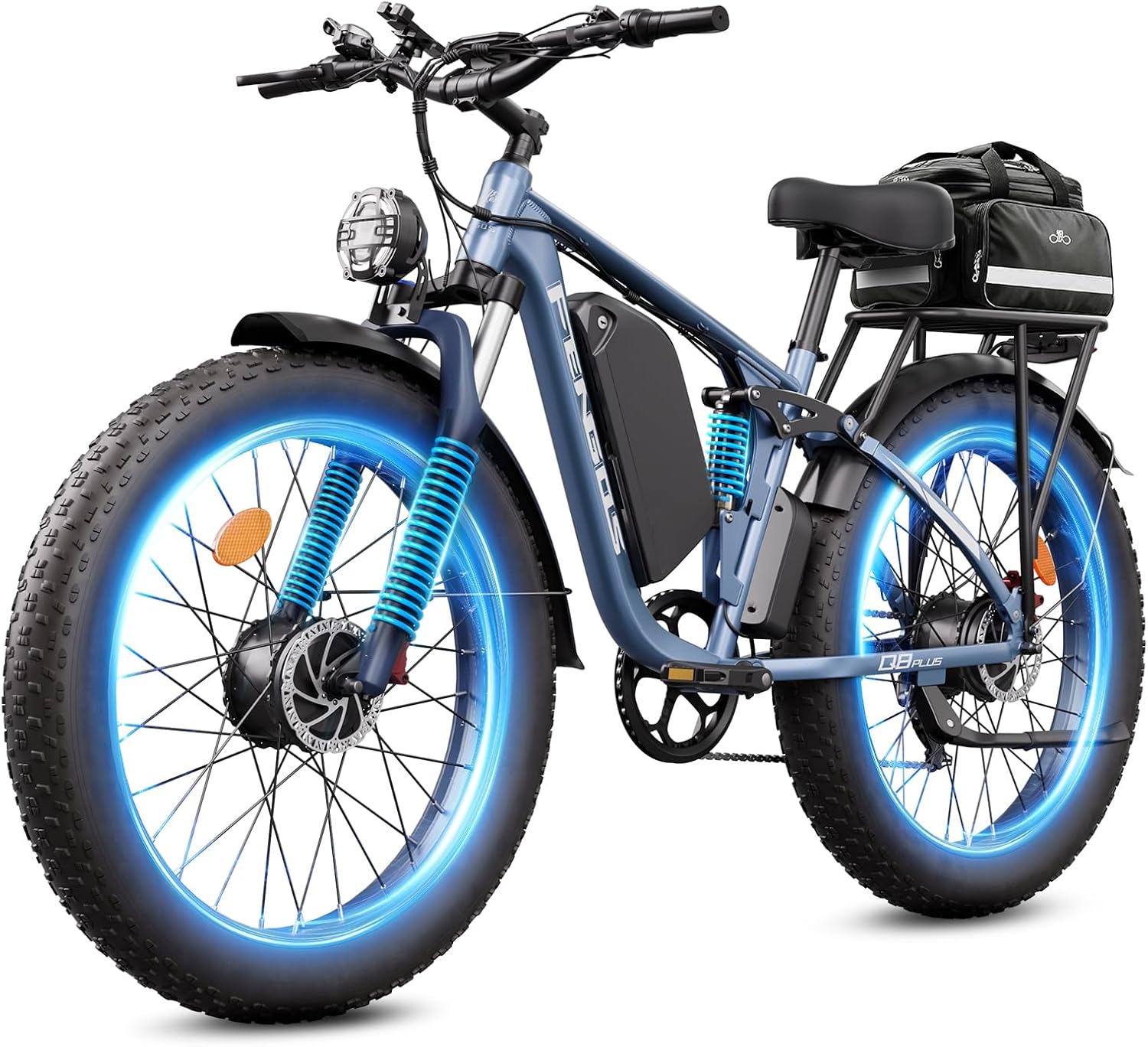 5000W Electric Bike for Adults, 45MPH Dual Motor Ebike 52V 23AH 1196WH E Bike 100 Miles Long Range Bicycle Full Suspension 26' Fat Tire Off Road for Men Dual Hydraulic Disc Brake Ebike