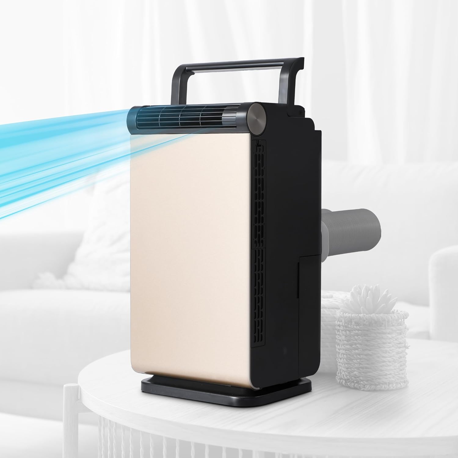 BLACK+DECKER 3-in-1 Personal Portable Air Conditioner, 1000 BTU (ASHRAE 128) Portable Fan & Dehumidifier, Windowless Air Cooler with Electronic Control Panel, LED Display, Timer & Dual Exhaust Hose