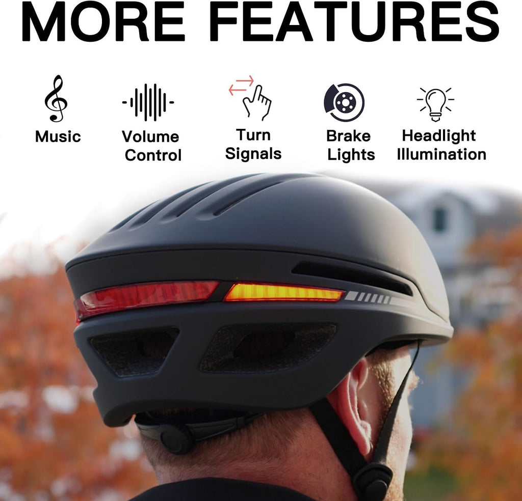 Bike Helmet with Bluetooth, Smart Bike Helmet for Adults Men Women with Built-in Speakers, Auto Brake Blinker, Front and Rear LED Turn Signals Remote Control, Smart Cycling Helmet.