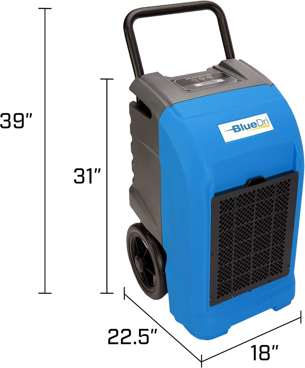 BlueDri BD-76 Commercial Dehumidifier for Home, Basements, Garages, and Job Sites. Industrial Water Damage Equipment - Pack of 1, Blue