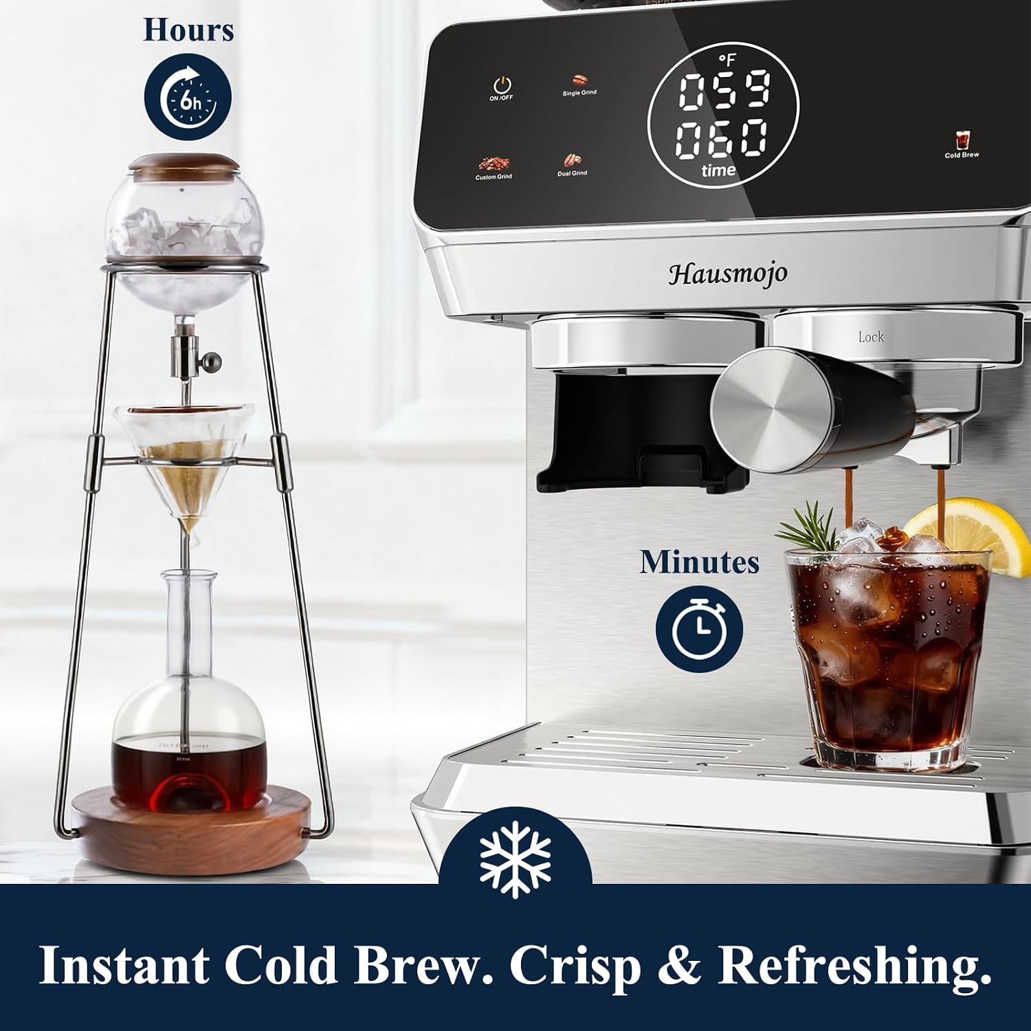 CM1620 Espresso Machine with Built-in Burr Grinder, 20 Bar Bean-to-Cup Espresso Maker with 44 Grind Settings & Steam Wand, Touchscreen Coffee Machine for Latte, Cappuccino & Iced Coffee