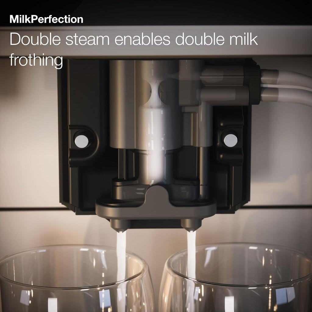 Miele CM 6360 MilkPerfection Automatic Coffee Machine - OneTouch for Two, AromaticSystem, 8 individual profiles, DoubleShot, WiFi-compatible, LED lighting, in Obsidian Black BronzePearl Finish