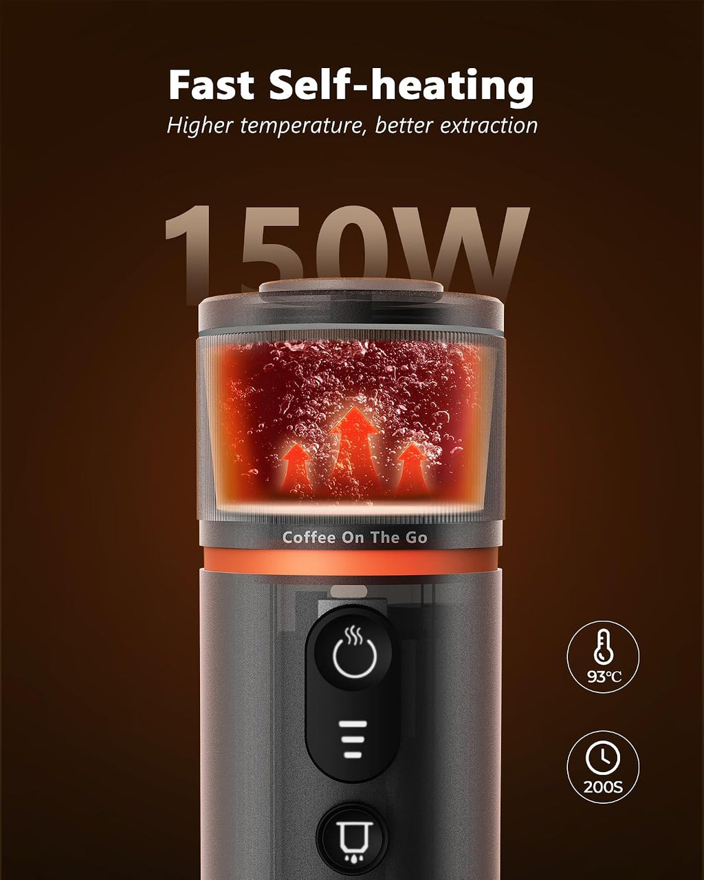CONQUECO Portable Espresso Coffee Machine: 12V Electric Small Travel Expresso Maker - Self Heating 8 Cups Battery Powered Compatible for Nespresso Capsule - for Camping RV Hiking Office (Smoke Blue)
