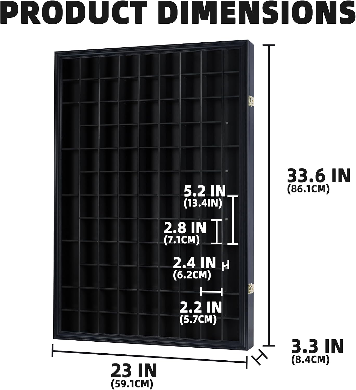 100 Shot Glass Display Case Holder Shadow Box Wall Cabinet, with Acrylic Door (Black Finish)
