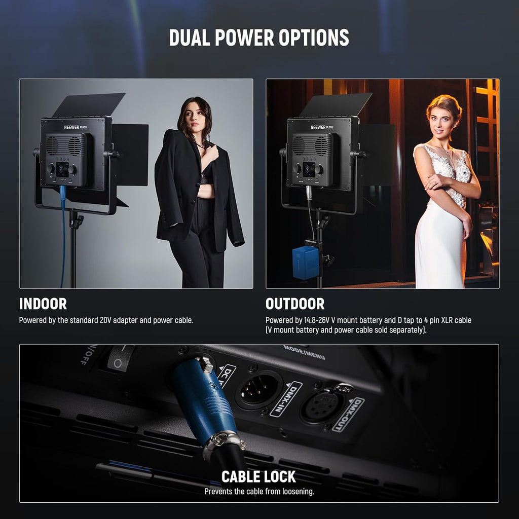 NEEWER Bi Color LED Panel Video Light APP/2.4G/DMX Control, 60W 26600Lux/0.5m 2500K-8500K 13 Scenes V Battery Powered, Lighting for Studio Photography Outdoor Photo Recording Makeup Streaming, PL60B