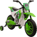 Aosom 12V Kids Motorcycle w/Treaded Tires, 5mph Top Speed Electric Bike for Kids, Ride On Motorcycle w/Training Wheels, Battery Charger, Spring Suspension, Green