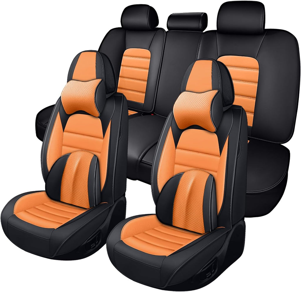 Car Seat Cover Fit for Jeep Wrangler 2000-2025,Compatible Airbag Non-Slip Waterproof Seat Cover,Car Seat Protector Premium Interior (Luxury 5 Seats,Black Orange)
