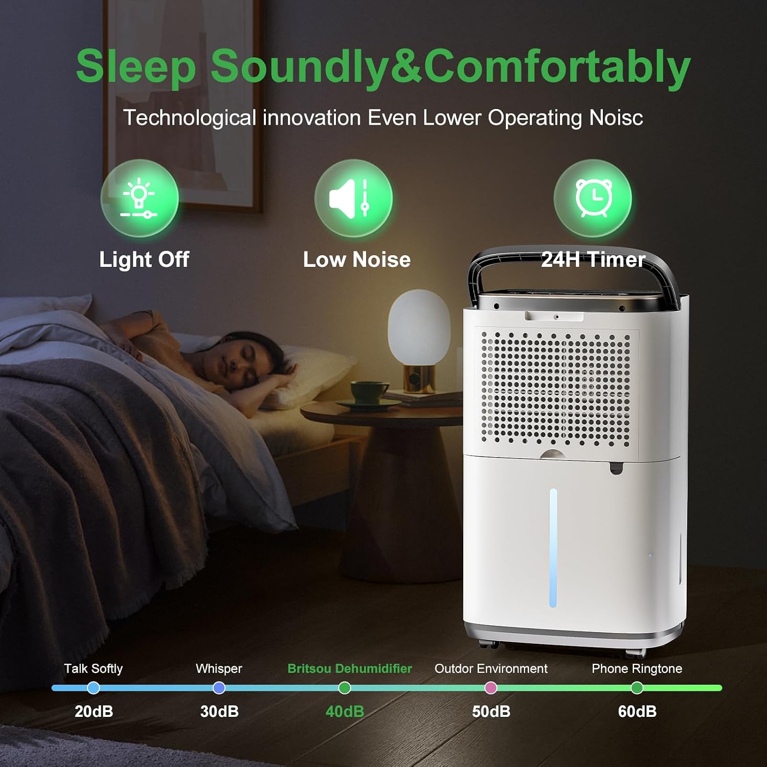 55 Pint Portable Dehumidifier with Drain Hose for Basements, 5,200 Sq. Ft. Dehumidifiers Auto Drain or Manual Drainage, Quiet Dehumidifier for Home with 6L Water Tank