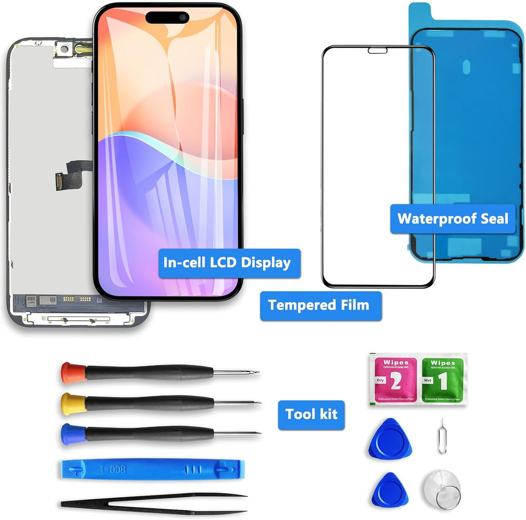 for iPhone 16 Pro Max Screen Replacement, 6.9 inch LCD Display 3D Touch Full HD Digitizer Frame Assembly, Compatible with A3296,A3084,A3295,A3297 Models, Repair Kit + Screen Tempered Protector