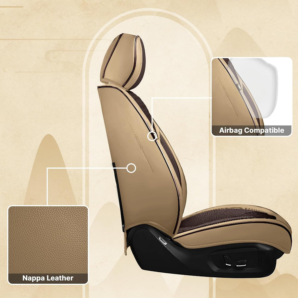 Fit for Ford Explorer 2000-2026 Seat Covers, Fashion Sport Seat Cover with Waterproof Leather, Airbag Safe Design Seat Protector (2 Front Seat Standard, Brown Coffee)
