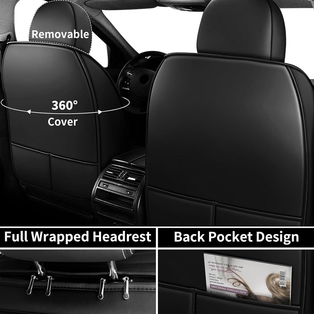 5 Car Seat Covers for Honda Pilot 2000-2025,Waterproof Seat Covers Full Set with Storage Pockets,Easy to Install Cover Set with Airbag,Auto Vehicle Cushion with Pillows(Luxury,Blue,Black)
