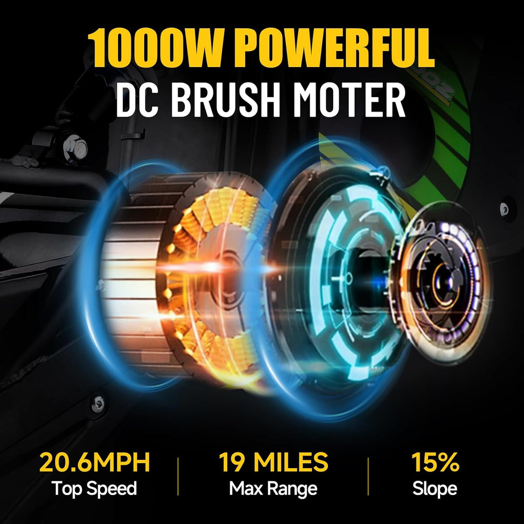 KOOZ HP112E PRO 36V 1000W Electric Dirt Bike for Kids, 3 Speed Modes Teen Electric Motorcycle Up to 20.6 MPH& 19 Miles Long-Range, Dual Suspension & Disc Brake, 16' Sturdy Tire