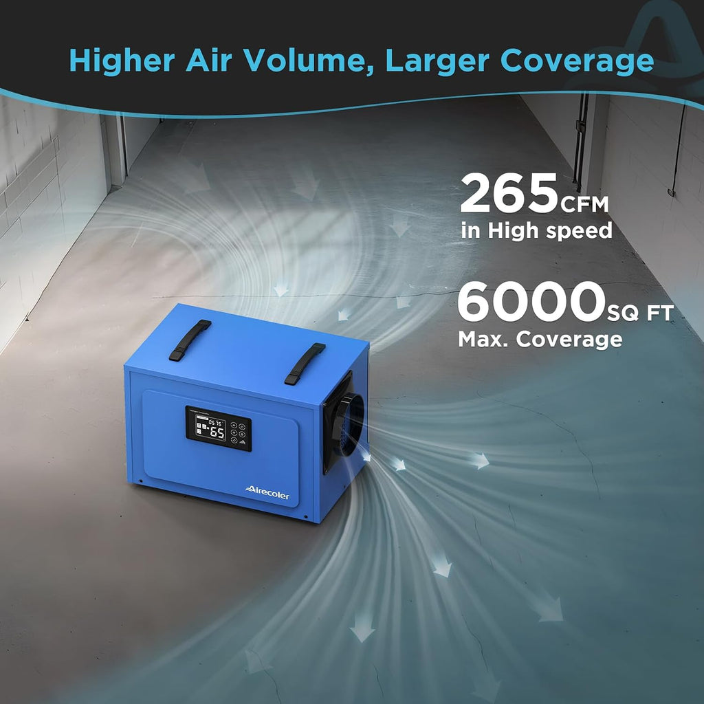 125 Pints Commercial Dehumidifier for Crawl Spaces & Basements with Drain Hose, Industrial Grade Water Damage Restoration for up to 6,000 sq ft, Auto Defrost, Memory Starting