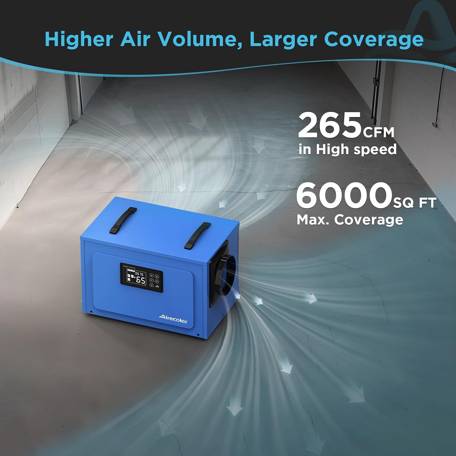 125 Pints Commercial Dehumidifier for Crawl Spaces & Basements with Drain Hose, Industrial Grade Water Damage Restoration for up to 6,000 sq ft, Auto Defrost, Memory Starting
