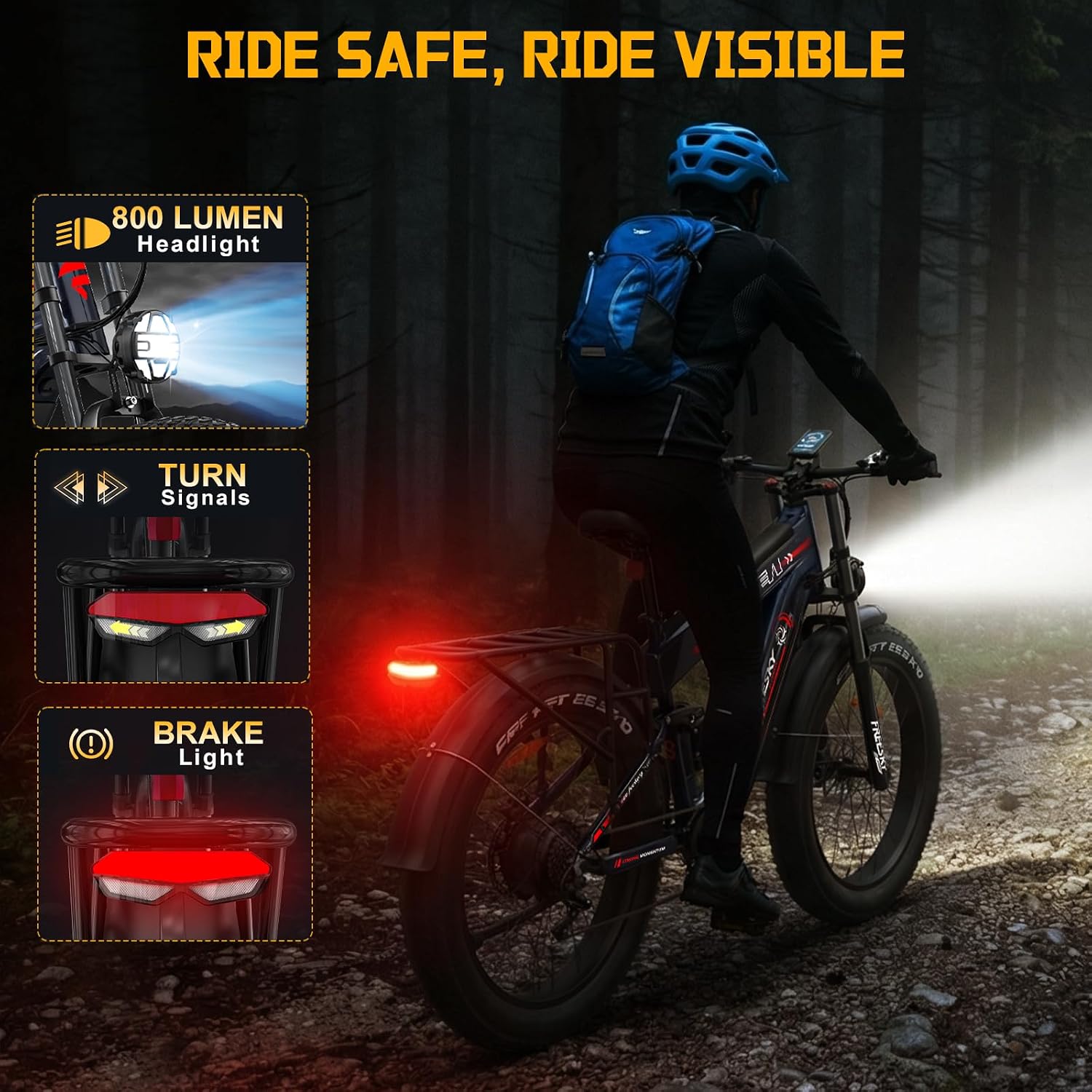 FREESKY 2026 Alaska Pro Dual Battery 48V 45AH 200 Miles 40MPH Electric Bike for Adult, 4000W High-Torque Motor Long Range Fat Tire Ebike, 26' Full Suspension Mountain E Bike, UL 2849 Certified by TÜV