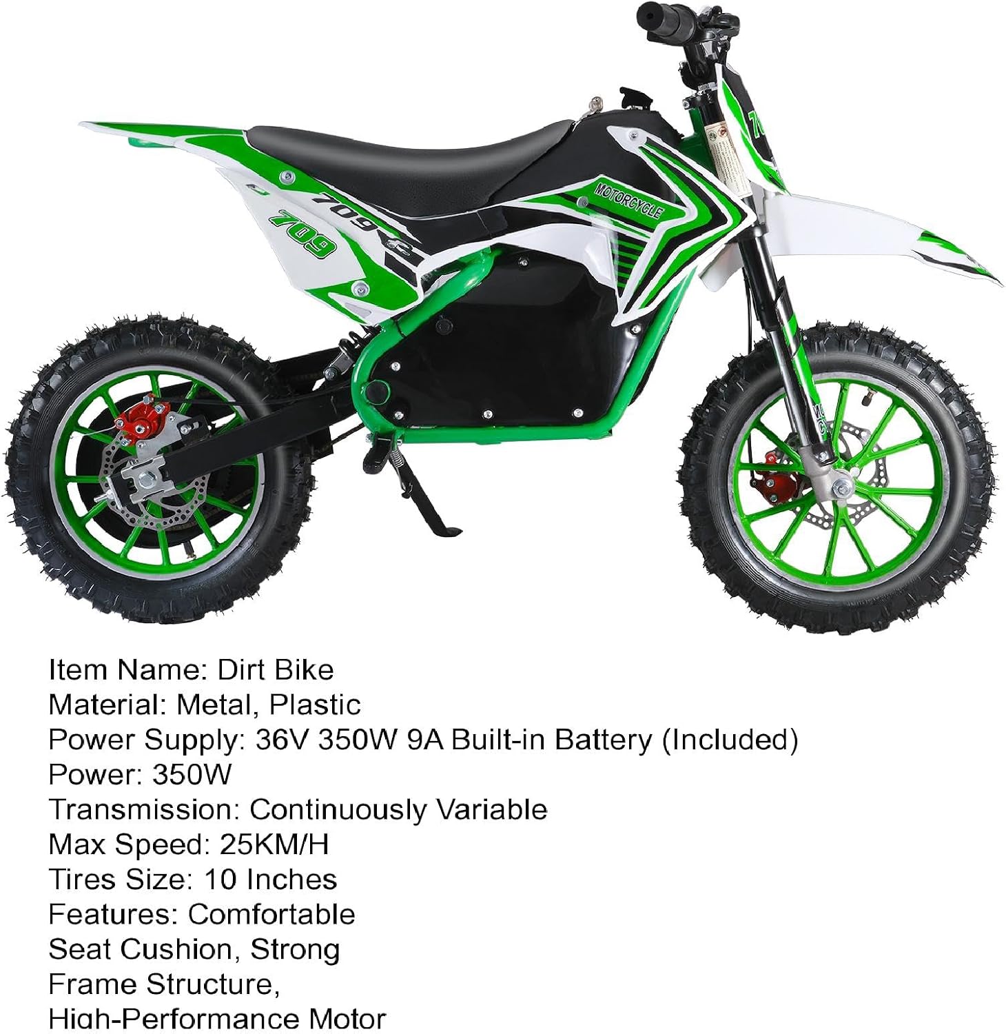 Kids Electric Motorcycle,36V 350W Kids Electric Dirt Bike with 10 Inch Tires, 25KM/H Electric Mini Bike,Support 150 pounds, 6-14 Years,Easter Gift