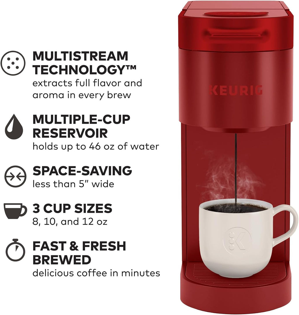 Keurig K- Slim Single Serve K-Cup Pod Coffee Maker, with 3 Brew Sizes, Multistream Technology, 46oz Removable Reservoir, Scarlet Red