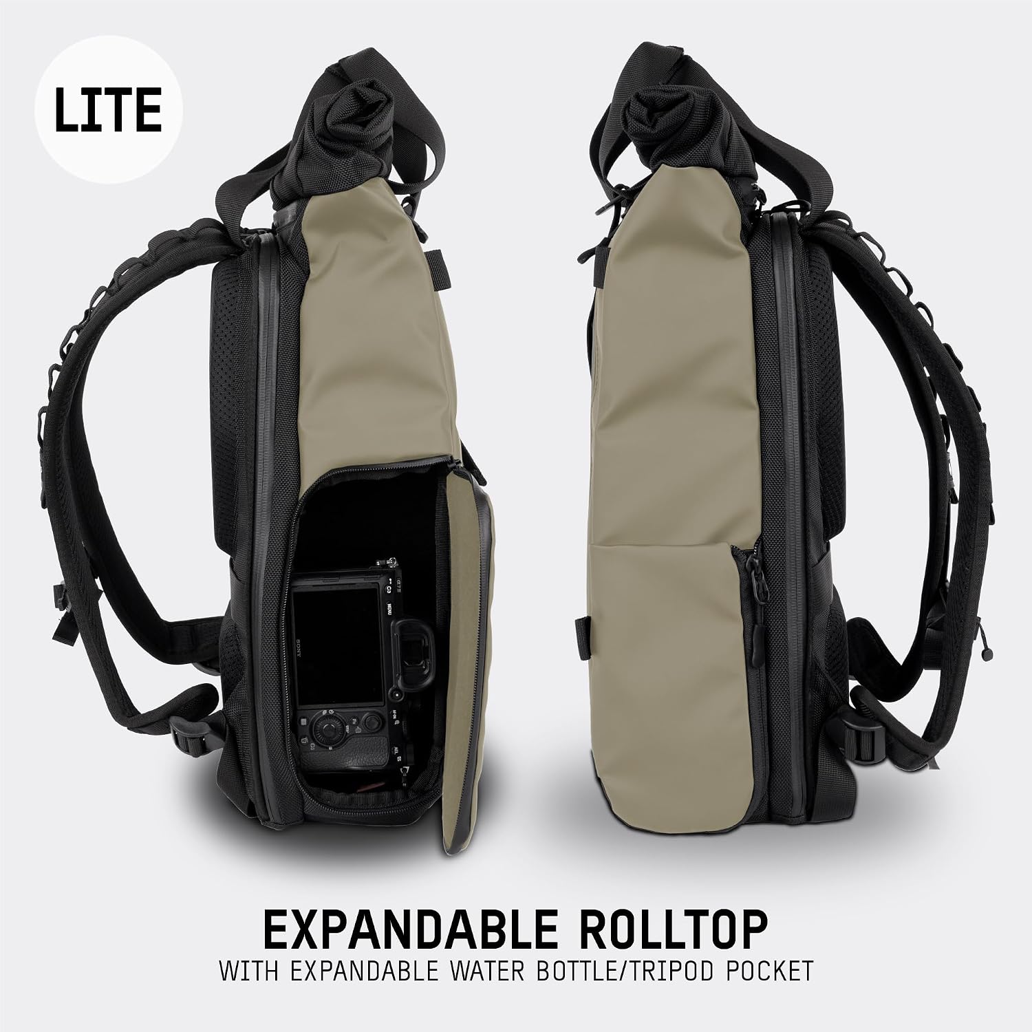 WANDRD PRVKE Lite: Weather-Resistant Travel & Camera Backpack with Laptop Sleeve, Quick Side Access, Clamshell Opening – Ideal Photography & Travel Bag (Yuma Tan)