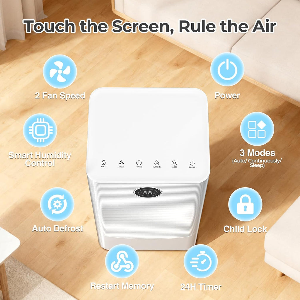 Electactic 25 Pint Dehumidifier for Bedroom Bathroom Basement, 38dB Quiet, Precise Humidity Control, 3 Modes, Drain Hose & 0.53 Gal Water Tank, Small 1800 Sq.ft Dehumidifiers for Apartment RV Dorm