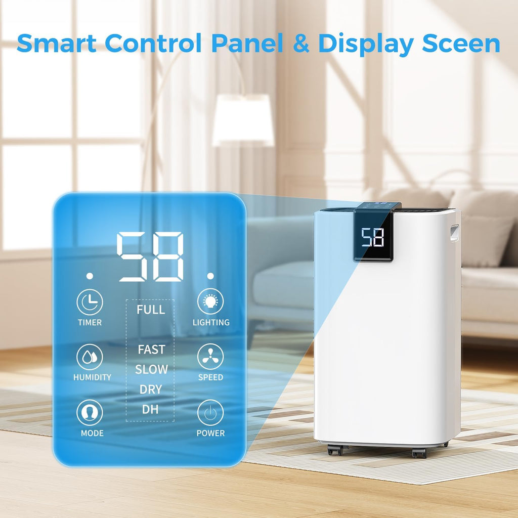4000 sq.ft Dehumidifier for Basement, Trazico 45 Pint Dehumidifiers for Home with Drain Hose, Smart Humidity Control, 24H Timer, Auto Defrost, Ideal for Large Room, Bathroom, Bedroom, Garage, Black