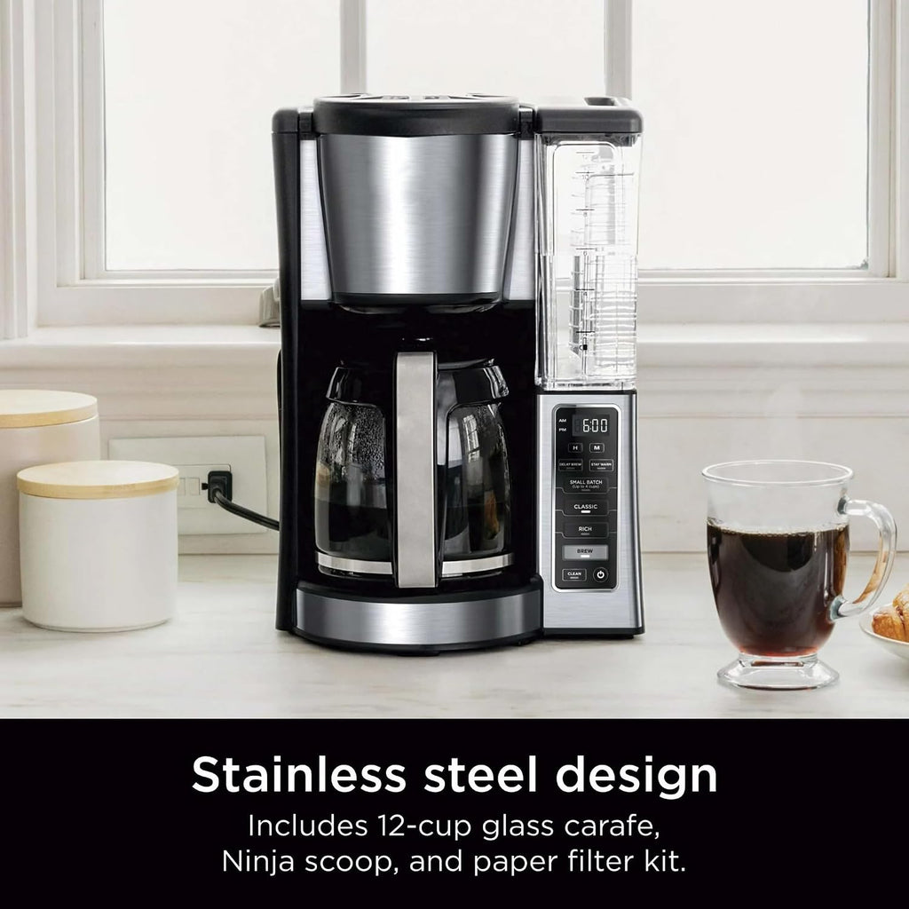 Niinja 12-Cup Programmable Coffee Maker, Glass Carafe with Classic & Rich Brew Styles, Adjustable Warming Plate & Removable 60‑oz Reservoir