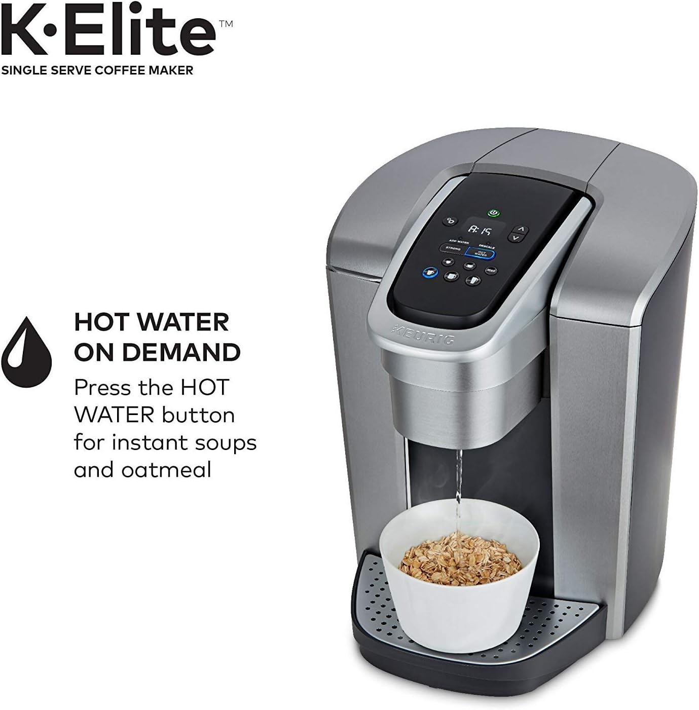 Keurig C K-Elite Maker, Single Serve K-Cup Pod Brewer, with Iced Coffee Capability, Extra Included, 75oz, Brushed Silver Plus Filter Bundle