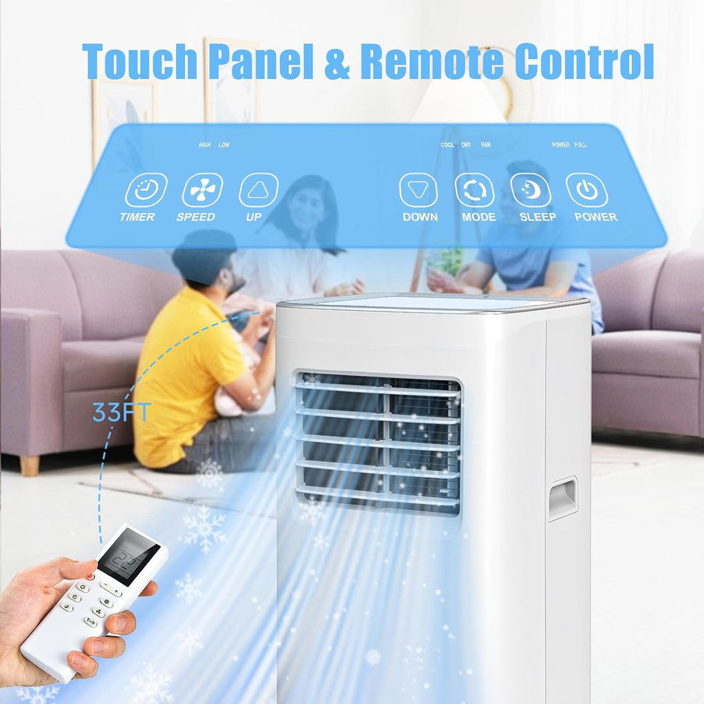 Portable Air Conditioner, 3-in-1 8500 BTU AC Unit with Fan & Dehumidifier – Quiet Cooling for Bedroom, Home Office up to 450 sq.ft, Includes Complete Window Mount Kit