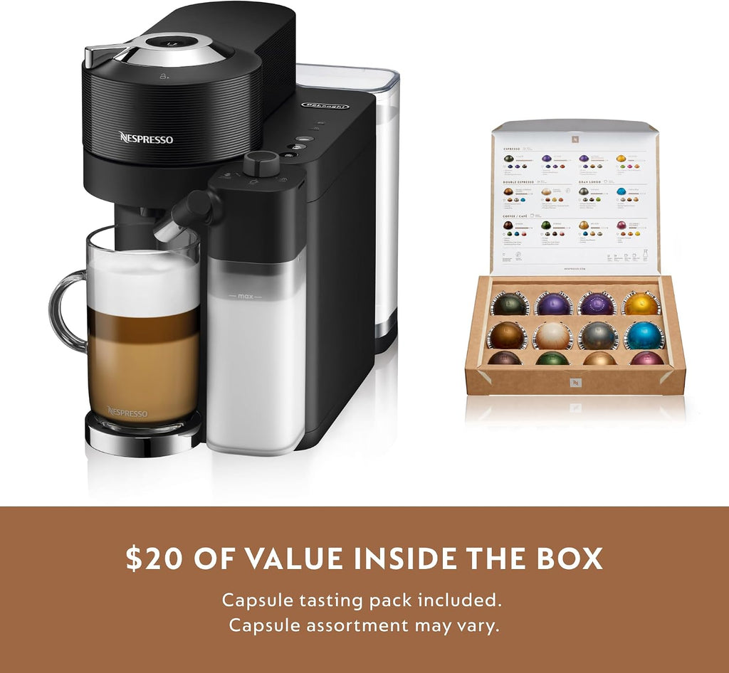 Nespresso Vertuo Lattissima Coffee and Espresso Maker by De'Longhi, Matte Black & Glossy