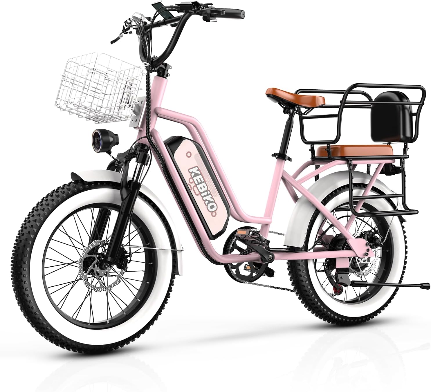 Electric Bike for Adults, 20'x 4' Fat Tire 35MPH Cargo Ebike with Seat, 1450W Peak 2 Seater Commute Bike with 48V 20AH Removable 960WH Battery, 80 Miles Max Range 7-Speed Step-Thru Electric Bicycle