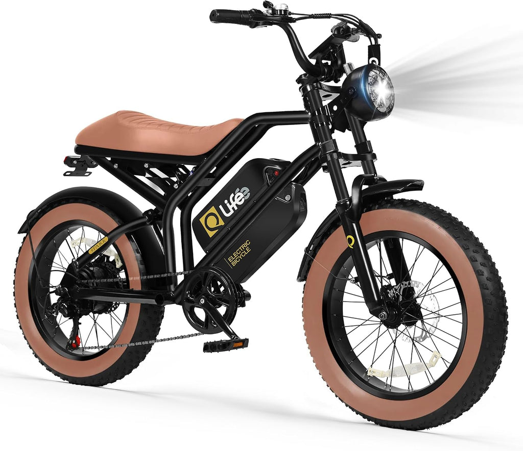 Qlife Electric Bike for Adults/Teens Spark-1500W Peak Motor 20' Fat Tires 28MPH(Unlock to 35MPH) Dirt Bike, 624-1248Wh Removable Battery Ebike, Dual Suspension & Brakes Motorcycle, 21-Speed Bicycle