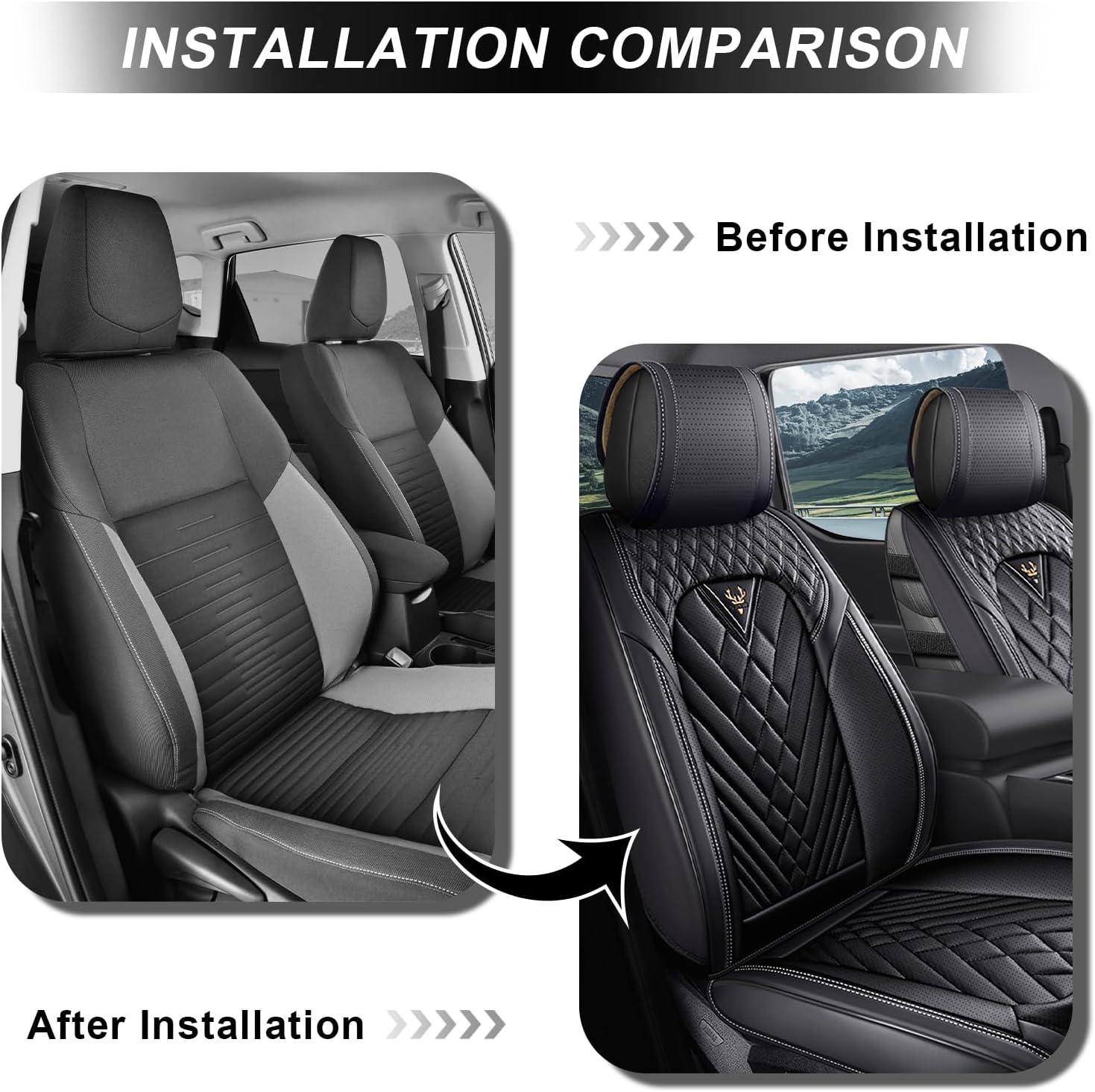 Dodge Ram Truck Seat Covers Custom for 2002-2026 1500 2002-2026 2500/3500 Crew Double Mega Quad Cab Bighorn Laramie Tradesman Classic Full Set Seat Covers Protectors(Standard 5 Seats/Black)