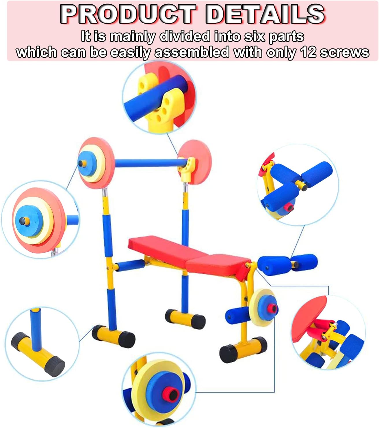 Kids Exercise Bike Fun and Fitness Exercise Equipment, Adjustable Resistance and Seat Height Kid Stationary Bike, for Boys Girls Ages 3-8 Year Old