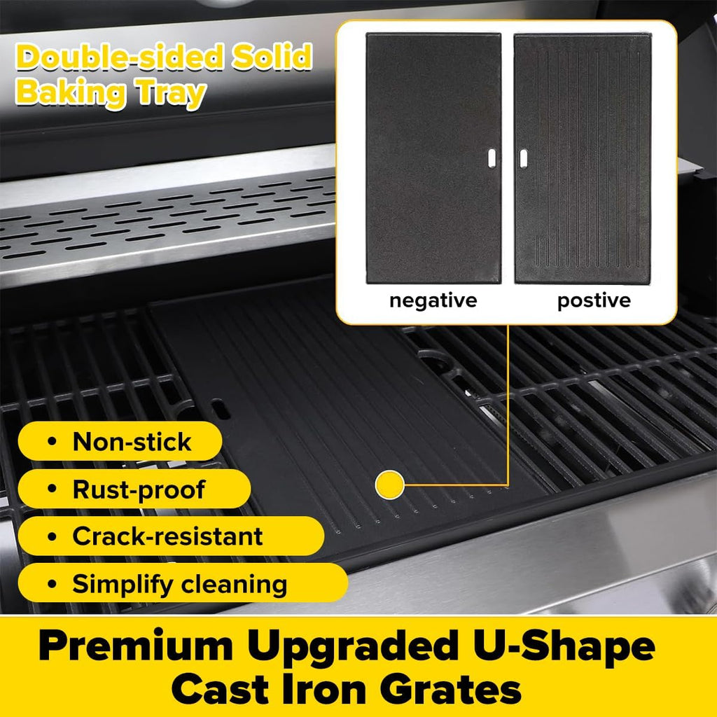 CIG GARDEN 6-Burner Propane Gas Grill with Side Burner & Lid - 73000 BTU Stainless Steel BBQ Grill with Warming Rack for Backyard, Patio, Camping Outdoor Cooking