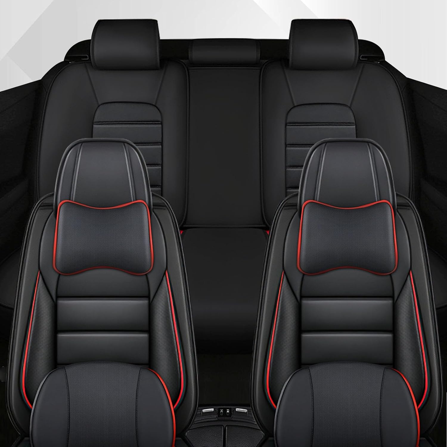 Car Seat Cover Fit for Jeep Wrangler 2000-2025,Compatible Airbag Non-Slip Waterproof Seat Cover,Car Seat Protector Premium Interior (Luxury 5 Seats,Black Red)