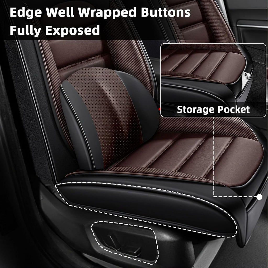 Car Seat Cover Fit for Honda Pilot 2003-2025,Compatible Airbag Non-Slip Waterproof Seat Cover,Car Seat Protector Premium Interior (Luxury 2 Seats,Black Coffee)
