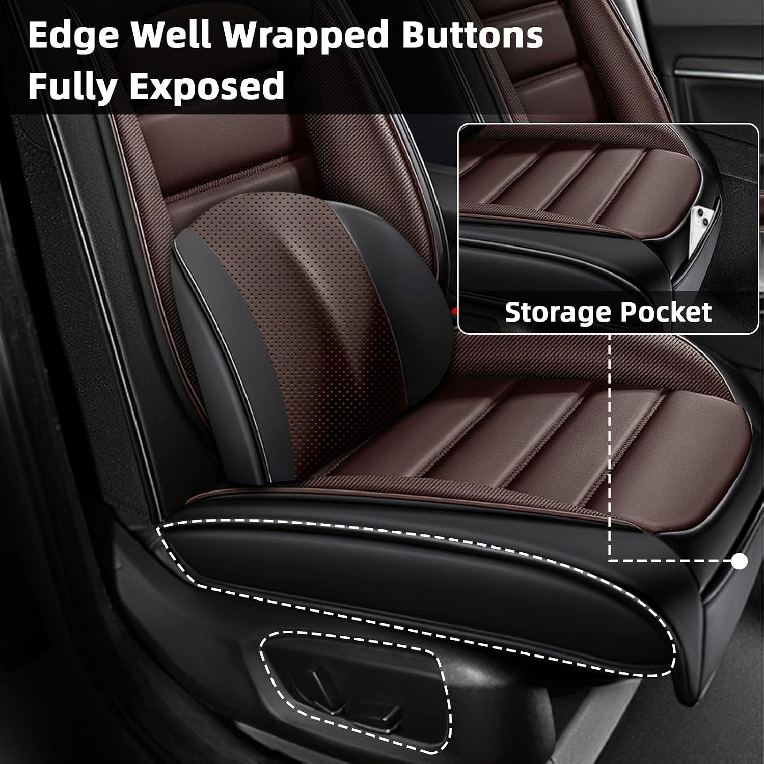 Car Seat Cover Fit for Ford Bronco Sport 2021-2025,Compatible Airbag Non-Slip Waterproof Seat Cover,Car Seat Protector Premium Interior (Luxury 2 Seats,Black Coffee)