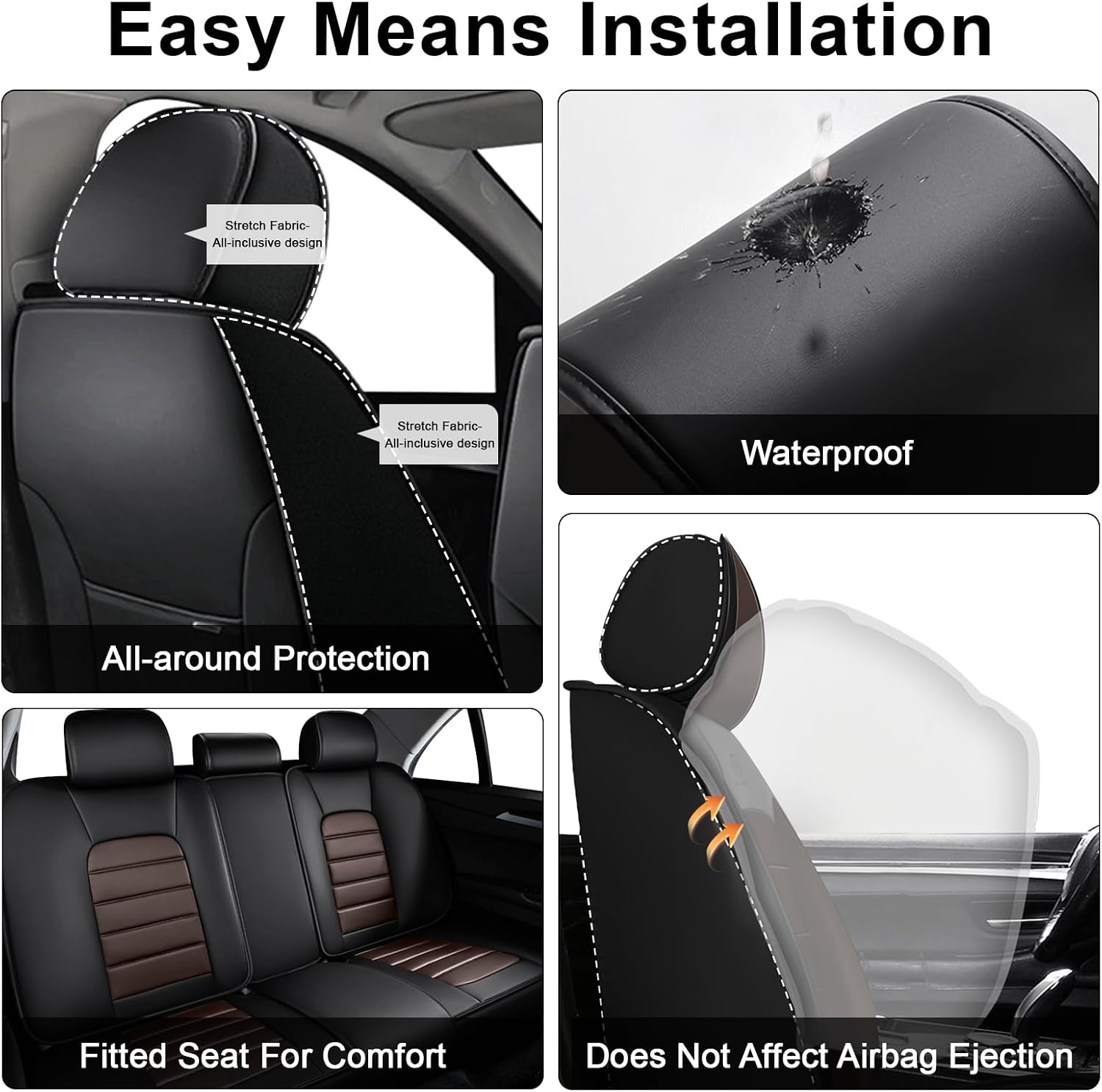 2 Seat Covers for Infiniti QX80 2000-2026 Breathable Car Seat Covers,Anti-Slip Waterproof Car Seat Protectors with Airbag,Automotive Vehicle Cushion with Storage Pockets (Standard,Brown)