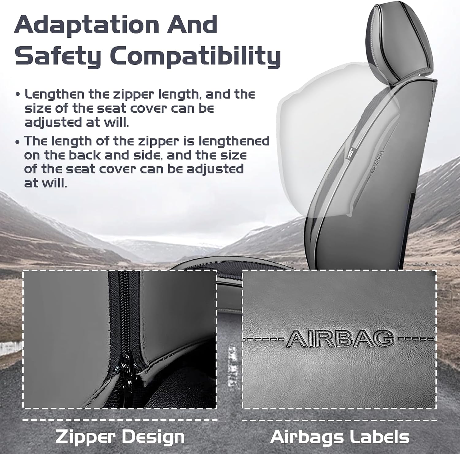 Car Seat Covers for Nissan Titan 2004-2026, Waterproof Nappa Leather Front Seat Cover with Headrests, Anti-Slip and Comfortable Automotive Seat Protector&Accessories(Gray Black)