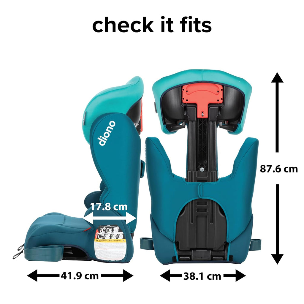 Diono Cambria 2XT XL, Dual Latch Connectors, 2-in-1 Belt Positioning Booster Seat, High-Back to Backless Booster with Space and Room to Grow, 8 Years 1 Booster Seat, Blue Razz Ice