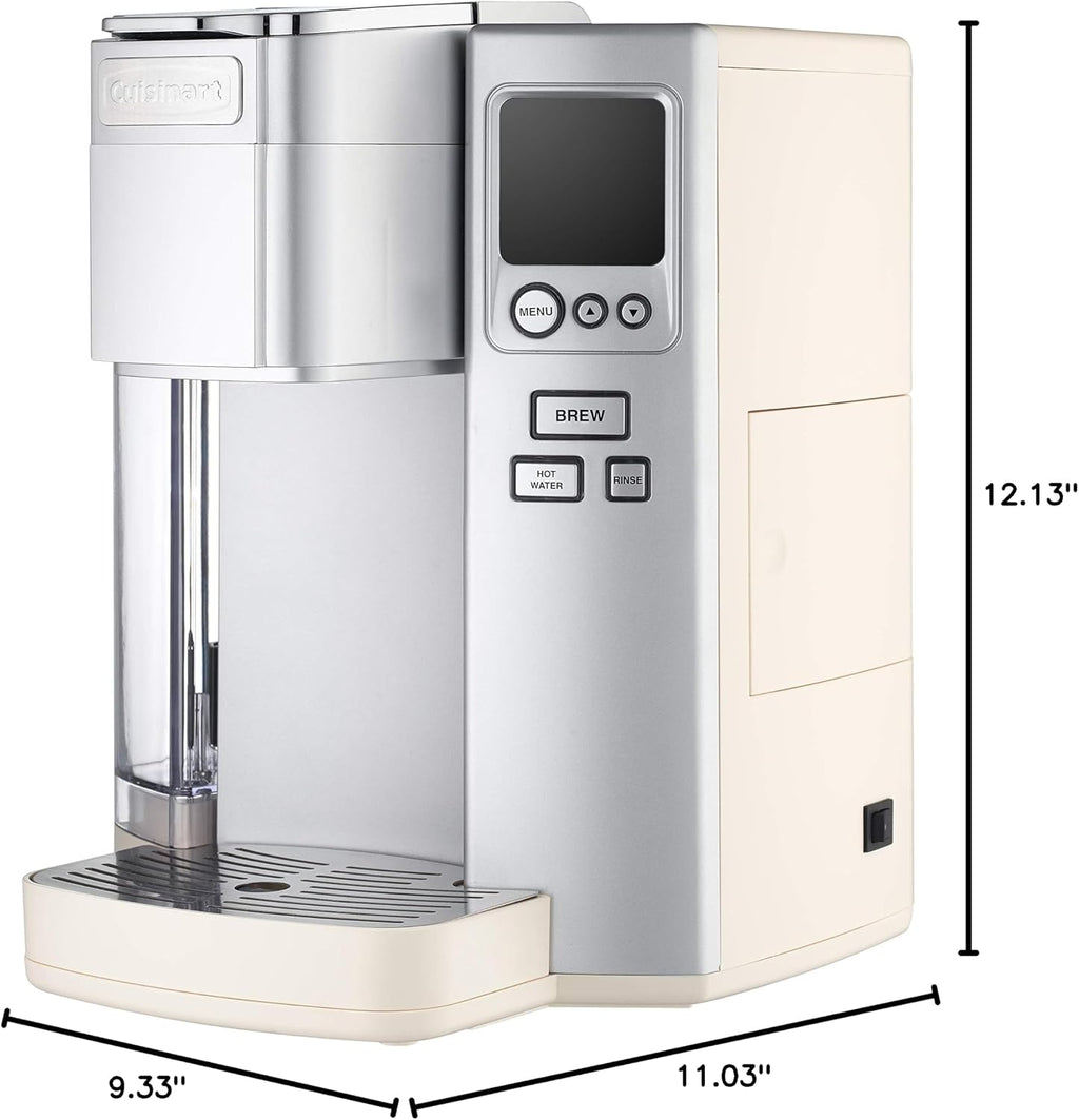 Cuisinart Coffee Maker, Single Serve 72-Ounce Reservoir Coffee Machine, Programmable Brewing & Hot Water Dispenser, Stainless Steel, Cream