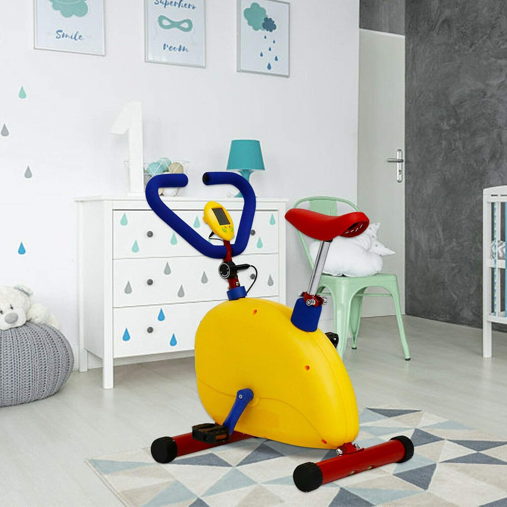 Kids Exercise Bike Fun and Fitness Exercise Equipment, Adjustable Resistance and Seat Height Kid Stationary Bike, for Boys Girls Ages 3-8 Year Old