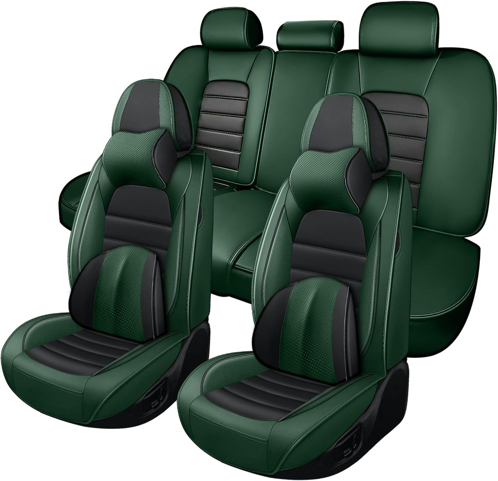 Car Seat Cover Fit for Jeep Wrangler 2000-2025,Compatible Airbag Non-Slip Waterproof Seat Covers,Car Seat Protector Premium Interior (Luxury 5 Seats,Black Green)