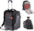 Neewer 2-in-1 Rolling Camera Backpack Trolley Case - Anti-Shock Detachable Padded Compartment, Hidden Pull Bar, Durable, Waterproof for Camera,Tripod,Flash Light,Lens,Laptop for Air Travelling(Black)