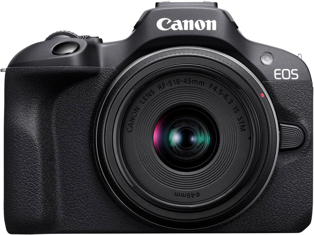 Canon EOS R100 Mirrorless Camera Double Zoom 2 Lens Kit RF-S 18-45mm and RF 75-300mm 6052C111 Bundle with Deco Gear Accessories Kit + 2 Battery +Tripod + Filters + Wide Angle & Telephoto Lenses &More