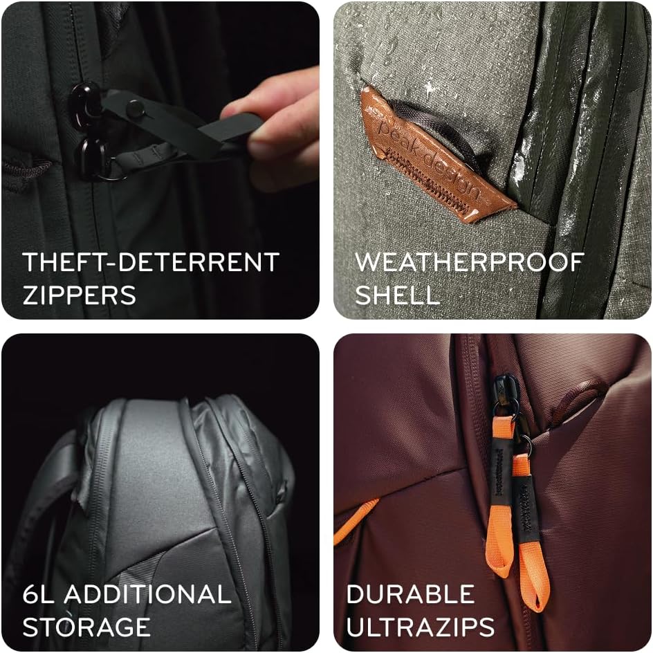 Peak Design Travel Backpack 30L, Ocean, Expandable 27-33L Design, Rear and Top Access, Weatherproof Shell, Laptop Sleeve, Ideal for Travel or Everyday Carry, Versatile Backpack for Men and Women