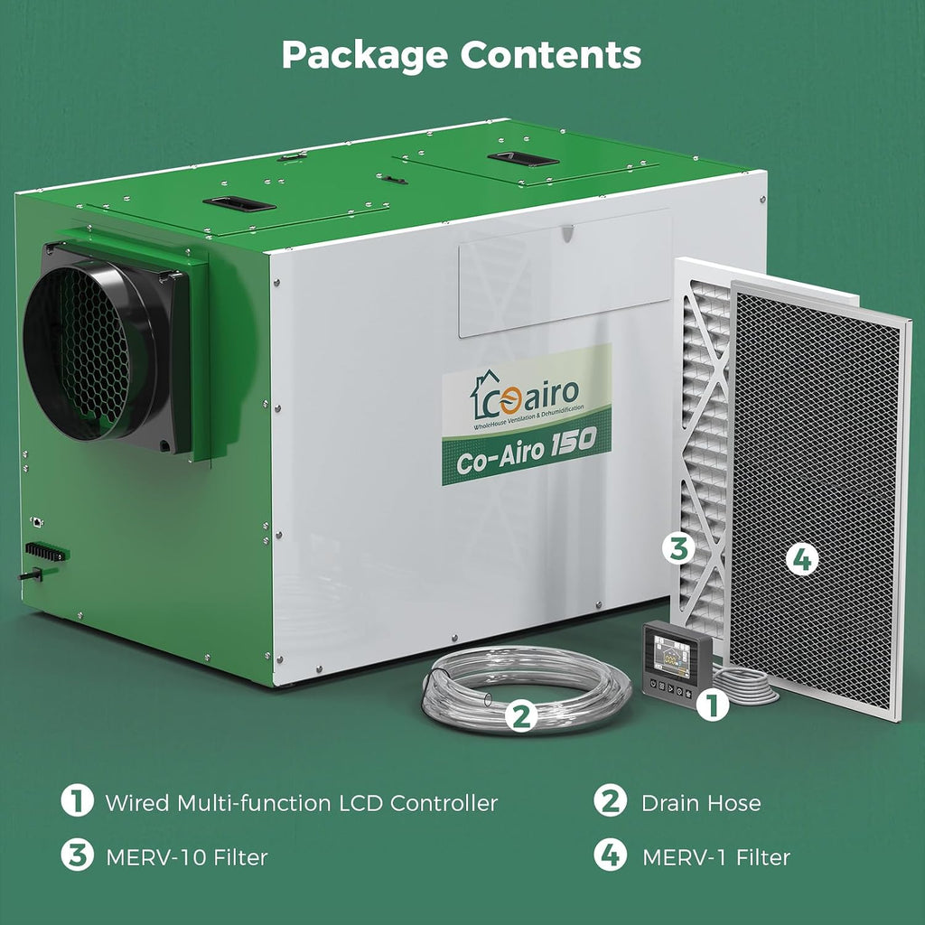 Whole House Dehumidifier with Controller, 280 Pint with Fresh Air Function, Crawl Space Dehumidifier with Drain Hose Up to 3500 sq. ft. for Grow Tent, Whole House, Commercial, Basement
