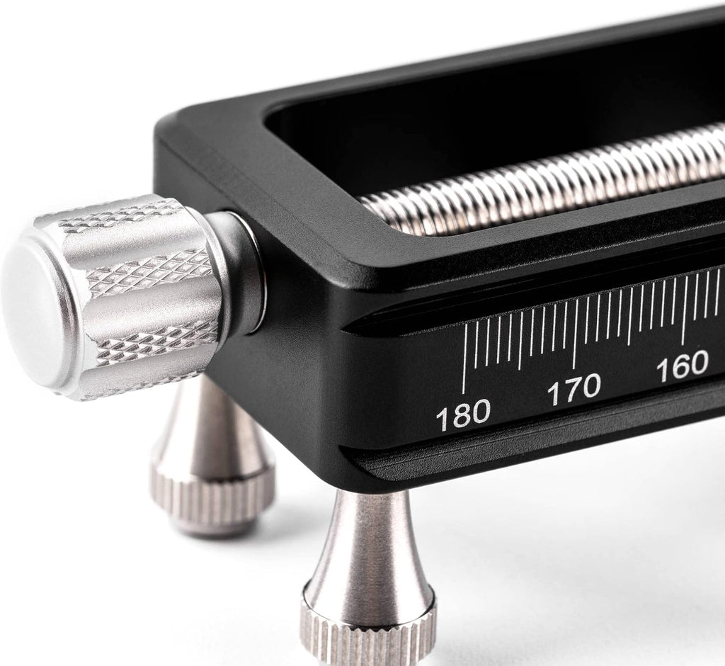 NiSi - NM-200S Macro Focusing Rail, Precision Focus Slider for Macro Photography , Universal Tripod Mounting, 360-Degree Rotating Clamp with Quick-Release Plate, Detachable Feet, Arca-Swiss Compatible