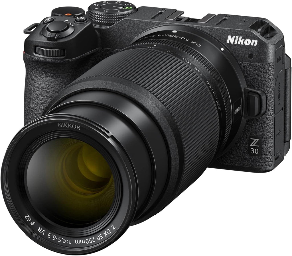 Nikon Z30 Mirrorless Camera with 2 Lens Kit NIKKOR Z DX 16-50mm F3.5-6.3 VR and 50-250mm F4.5-6.3 VR Bundle 1743 w/Deco Gear Photography Backpack + LED + Filter Kit + Tripod + Software & Accessories