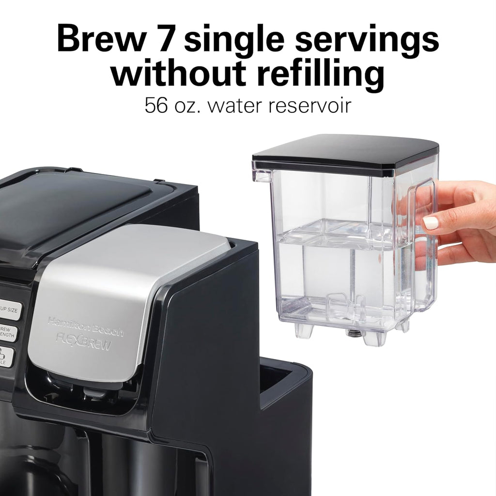 Hamilton Beach FlexBrew Trio 2-Way Coffee Maker, Compatible with K-Cup Pods or Grounds, Combo, Single Serve & Full 12c Pot, Black - Fast Brewing (49902JN)