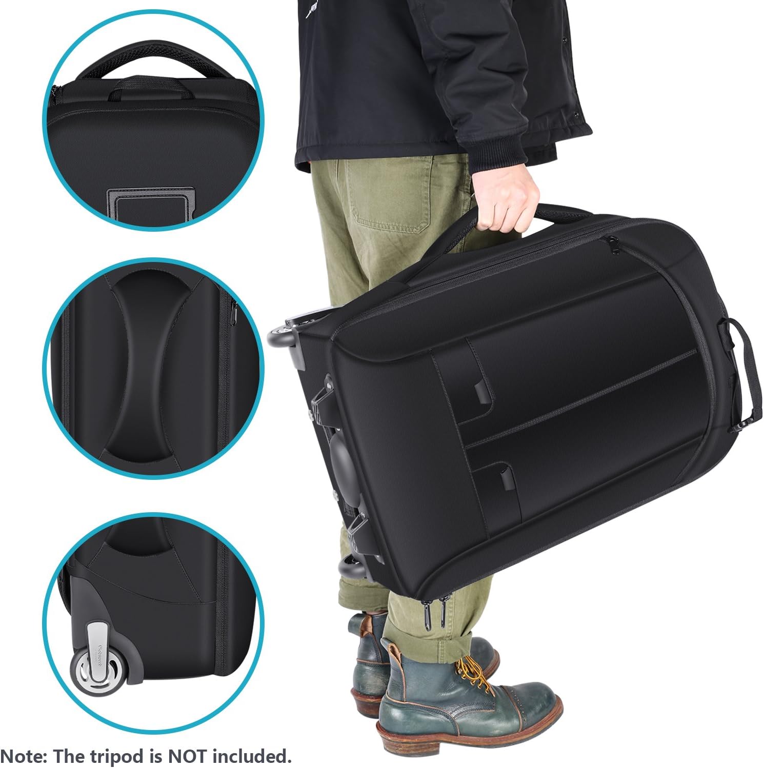 Neewer 2-in-1 Rolling Camera Bag Backpack Suitcase Style Convertible with Double Handle, Shockproof Trolley Case with Removable Padded for SLR/DSLR Cameras Tripod Lenses (Black/Red)